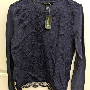 Medium Navy Blue Lace Top Forever 21 NWT